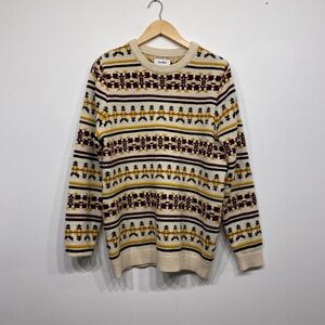 Pull&Bear Men's Yellow Knit Crew Neck Sweater Size Large